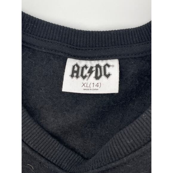 Long Sleeve AC/DC Crop Sweatshirt Size XL Rock Band Grunge Alternative - Picture 3 of 5